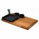 Bistecchiera Cm 16X16 Con Supporto Ghisa Smaltata Nera Faggio Dim Est Cm 25X39,5X5,5