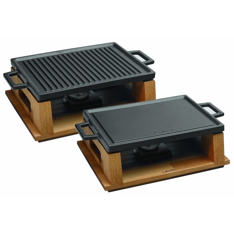 Barbecue Da Tavola Cm 22X30X11,6 Ghisa Smaltata Nera Faggio