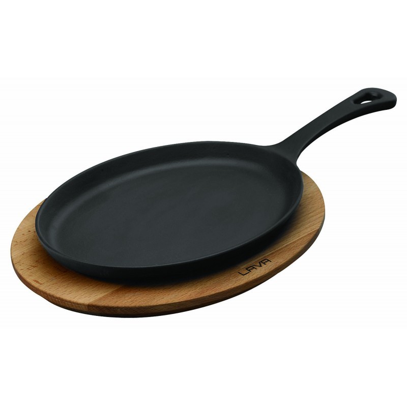 Piatto Fajita Ovale Cm 17X23 Con Supporto Ghisa