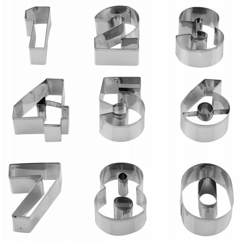 Conf 9 Pz Tagliapasta Numeri Pad Inox