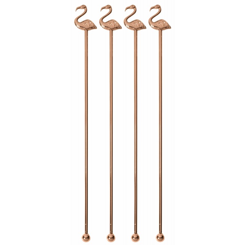 Palette Cocktail Fenicottero Cm 21,5 Conf 4 Pz, Inox, Rame