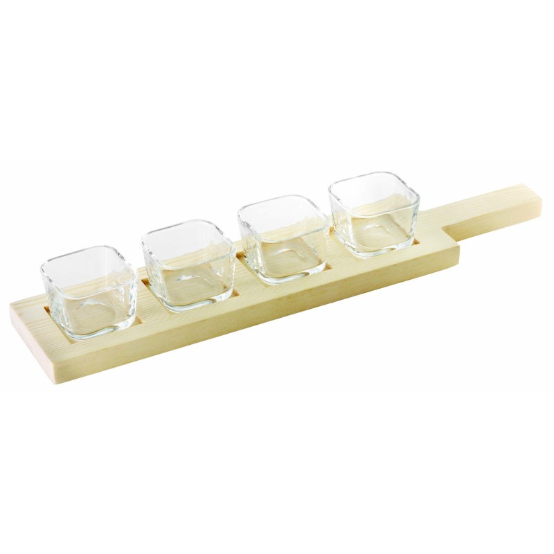 Set 5 Pz Aperitivo/Degustazione Vassoio Legno