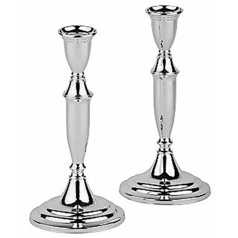 Set 2 Candelieri H Cm 20,5 Inox Argentato