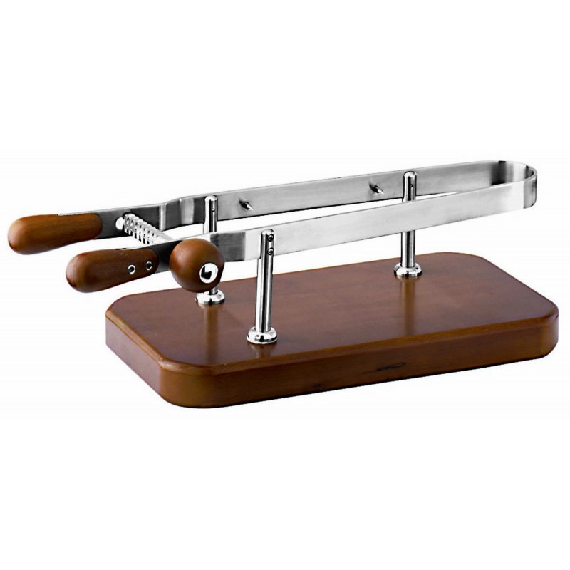 Ferma Prosciutto Base Legno Inox Legno